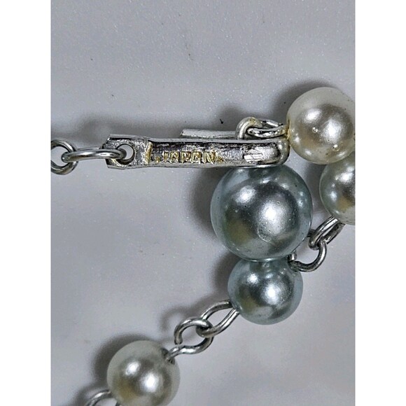 Vintage Japan Faux Pearl 3-Strand Necklace & Clip-On Earrings Set Floral Cluster - Picture 8 of 16